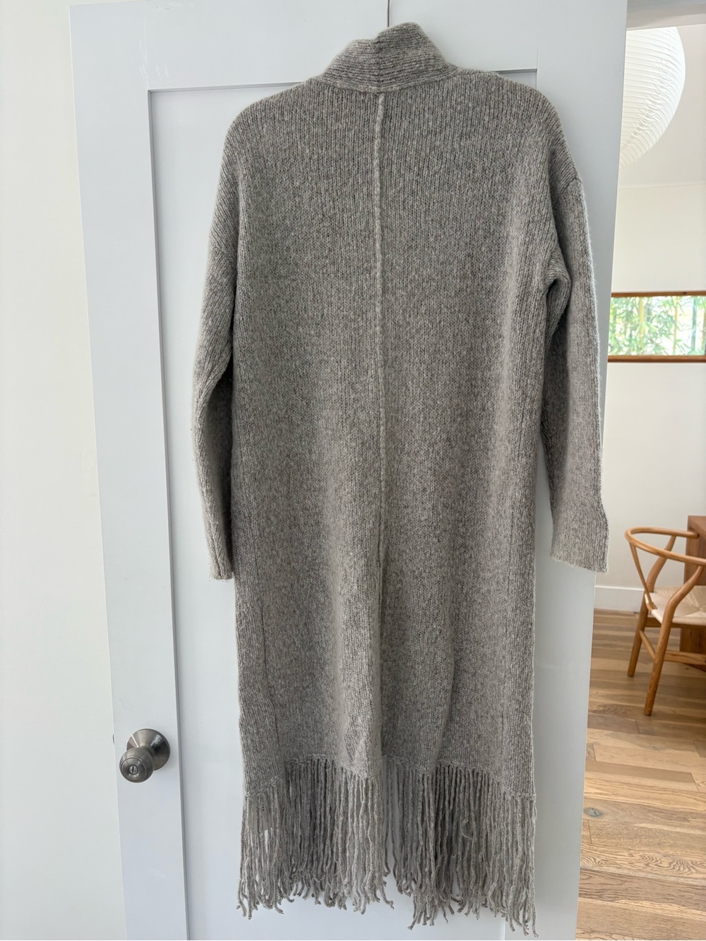Brochu Walker Long Fringe Hem Open Front Sweater - Light Gray - Picture 4 of 7